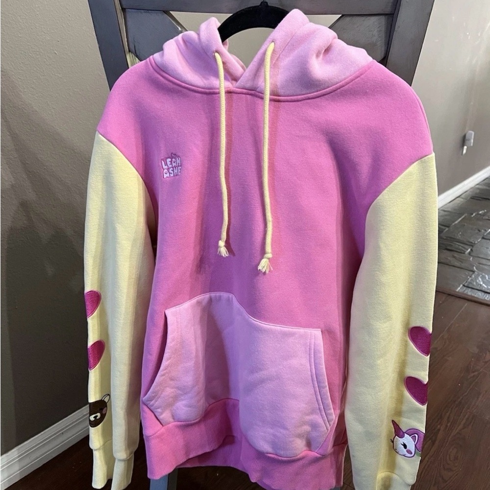 Pink and Cream Women's Hoodie Size Small
